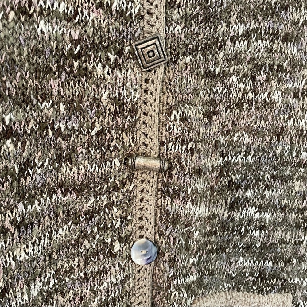 Vintage Norse Themed Brown Knit Button-Up Sweater Vest Large Made in USA - Picture 3 of 7